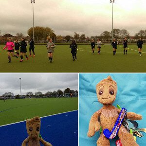 Ladies 2s warming up, plus mascot!